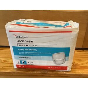 Covidien Sure Care 1605 Adult Disposable Pull On Up Underwear Diapers S/M 20 Ct